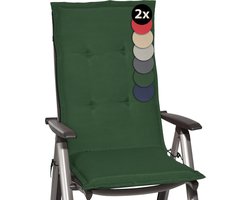 Beautissu Loft HL Set 2 x Tuinkussens Hoge Rug- 120 x 50 cm - Donker Groen Kussen - Zitkussen UV- Lichtecht Tuinstoelkussen