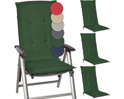 Beautissu Loft HL Set van 4 Tuinkussens hoge Rug 120x50x6 cm Kussen Donker Groen Tuinstoelkussens Zitkussen Tuinstoel