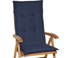 Beautissu Loft HL Tuinkussens Hoge Rug- 120 x 50 cm - Blauw Kussen - Zitkussen UV- Lichtecht Tuinstoelkussen
