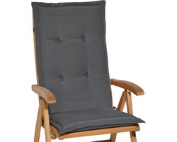 Beautissu Loft HL Tuinkussens Hoge Rug- 120 x 50 cm - Grafiet Grijs Kussen - Zitkussen UV- Lichtecht Tuinstoelkussen