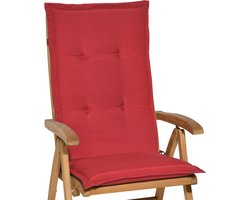 Beautissu Loft HL Tuinkussens Hoge Rug- 120 x 50 cm - Rood Kussen - Zitkussen UV- Lichtecht Tuinstoelkussen