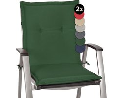 Beautissu Loft NL – Set van 2 Tuinkussens Lage Rug 100x50x6 cm Kussen Groen Tuinstoelkussens Zitkussen Tuinstoel