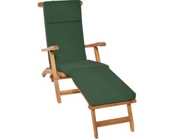 Beautissu LoftLux DC tuinkussen voor deckchair 175 x 45 x 5 cm – ligbedkussen groen - tuinkussens hoge rug - kussen ligstoel