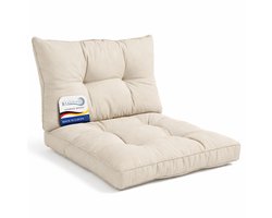 Beautissu Lounge Kussen Set met Zitkussen 50x50 cm & Rugkussen 50x40 cm Nature – Comfortabel Tuinkussen voor Tuinstoelen Rotan Stoelen Tuinmeubelen en Fauteuils – Loungekussens Outdoor – xLuna