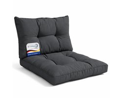 Beautissu Lounge Kussen Set met Zitkussen 60x60 cm & Rugkussen 60x40 cm Antracite – Comfortabel Tuinkussen voor Tuinstoelen Rotan Stoelen Tuinmeubelen en Fauteuils – Loungekussens Outdoor – xLuna