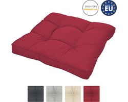 Beautissu loungekussen XLuna â€“ zitkussen rood 50x50 cm kussen in matraskussen kwaliteit