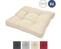 Beautissu loungekussen XLuna – zitkussen natuur 70x70 cm kussen in matraskussen kwaliteit