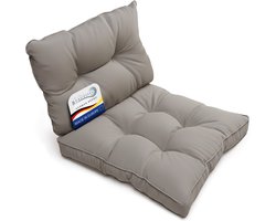 Beautissu Set Loungekussen Outdoor – Zitkussen 70x70 cm & rugkussen 70x40 cm – Weerbestendig Vlekwerend Kussens voor Tuinmeubelen voor Tuinmeubelen Loungekussens Outdoor Zitkussens Lichtgrijs