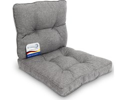 Beautissu Set Outdoor Lounge Kussens Buiten – Zitkussen 50x50 cm & Rugkussen 50x40 cm – Vuil- en Waterafstotend Loungekussen voor Tuinmeubelen en Rotan Lichtgrijs – BeauFlair