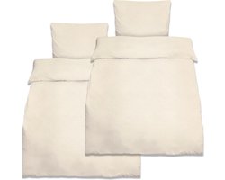Beautissu Set van 2 dekbedovertrek tweepersoons Julie – katoen beddengoed Renforcé ecru – 2 stuks dekbedovertrekken 135x200 cm & 2 stuks kussensloop 80x80 cm