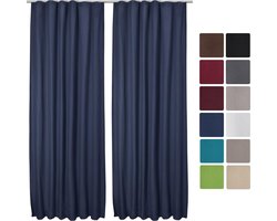 Beautissu - Set van 2 - Gordijnen - Isolerend - Plooiband - Thermisch - Kant en Klaar - Verduisterend - 140x245cm Blauw