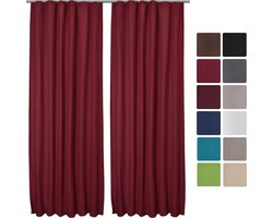 Beautissu Set van 2 Isolerende Gordijnen met Plooiband Amelie TK - Thermische Gordijnen Kant en Klaar Verduisterend 140x245cm Rood - Koude Bescherming & Warmte Isolerend
