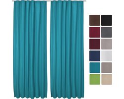 Beautissu Set van 2 Isolerende Gordijnen met Plooiband Amelie TK - Thermische Gordijnen Kant en Klaar Verduisterend 140x245cm Turquoise - Koude Bescherming & Warmte Isolerend