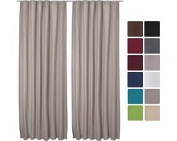 Beautissu Set van 2 Isolerende Gordijnen met Plooiband Amelie TK - Thermische Gordijnen Kant en Klaar Verduisterend 140x245cm Zand - Koude Bescherming & Warmte Isolerend