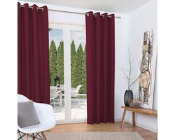Beautissu Set van 2 Isolerende Gordijnen met Ringen Amelie TO - Thermische Gordijnen Kant en Klaar Verduisterend 140x245cm Bordeaux - Koude Bescherming & Warmte Isolerend