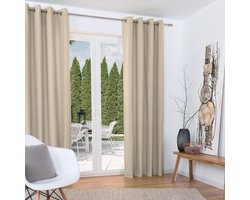 Beautissu Set van 2 Isolerende Gordijnen met Ringen Amelie TO - Thermische Gordijnen Kant en Klaar Verduisterend 140x245cm Creme - Koude Bescherming & Warmte Isolerend