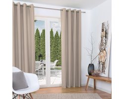 Beautissu Set van 2 Isolerende Gordijnen met Ringen Amelie TO - Thermische Gordijnen Kant en Klaar Verduisterend 140x245cm Zand - Koude Bescherming & Warmte Isolerend