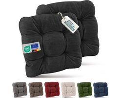 Beautissu Set van 2 Premium Stoelkussen 40x40 cm Antraciet – UV-bestendig & Robuuste Zitkussen Stoel Outdoor 8 cm dik Tuin Stoel Kussen voor Balkonstoel Tuinstoel Zitkussen Indoor – HighLux SK