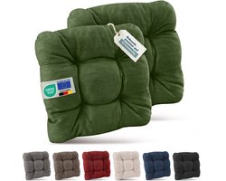 Beautissu Set van 2 Premium Stoelkussen 40x40 cm Donkergroen – UV-bestendig & Robuuste Zitkussen Stoel Outdoor 8 cm dik Tuin Stoel Kussen voor Balkonstoel Tuinstoel Zitkussen Indoor – HighLux SK