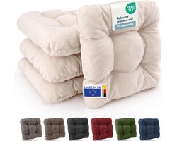 Beautissu Set van 2 Premium Stoelkussen 40x40 cm Natuur – UV-bestendig & Robuuste Zitkussen Stoel Outdoor 8 cm dik Tuin Stoel Kussen voor Balkonstoel Tuinstoel Zitkussen Indoor – HighLux SK