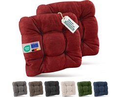 Beautissu Set van 2 Premium Stoelkussen 40x40 cm Rood – UV-bestendig & Robuuste Zitkussen Stoel Outdoor 8 cm dik Tuin Stoel Kussen voor Balkonstoel Tuinstoel Zitkussen Indoor – HighLux SK