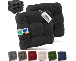 Beautissu Set van 6 Premium Stoelkussen 40x40 cm Antraciet – UV-bestendig & Robuuste Zitkussen Stoel Outdoor 8 cm dik Tuin Stoel Kussen voor Balkonstoel Tuinstoel Zitkussen Indoor – HighLux SK