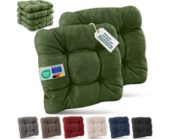 Beautissu Set van 6 Premium Stoelkussen 40x40 cm Donkergroen – UV-bestendig & Robuuste Zitkussen Stoel Outdoor 8 cm dik Tuin Stoel Kussen voor Balkonstoel Tuinstoel Zitkussen Indoor – HighLux SK