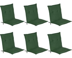 Beautissu Set van 6x Tuinkussens Lage Rug Loft NL 100 x 50 x 6 cm - Kussen Donker Groen - Zitkussen Sierkussen Tuinstoel