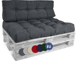 Beautissu Style – Palletkussen Set – 1x Zitkussen 120x80 cm & 1x Rugkussen 120x40 cm – Graphiet Grijs