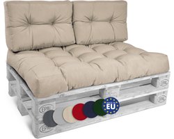 Beautissu Style – Palletkussen Set – 1x Zitkussen 120x80 cm & 2x Rugkussen 60x40 cm – Natuur
