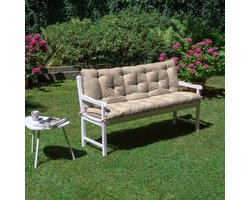 Beautissu Tuinbank kussen Flair BR - kussens voor tuinmeubelen 180 x 50 x 50 cm natuur - zitkussen en rugkussen
