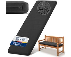 Beautissu Waterdicht Bankkussen Outdoor 120x50 cm – UV-bestendig, Onderhoudsvriendelijk, Wasbaar Tuinbankkussen Zitkussen – 5 cm dik Bankkussen met Afneembare Hoes – Tuinmeubels Kussen Antraciet QD-BK