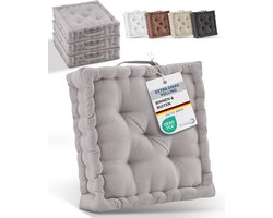 Beautissu Zitkussen Set van 4 Matraskussen 50x50x8 cm - vloerkussen met praktische draaggreep - kussen tupe - Mila