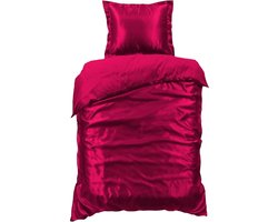 Beauty Silk Dekbedovertrek - 140x200/220 - Glans Satijn - Bordeaux Rood