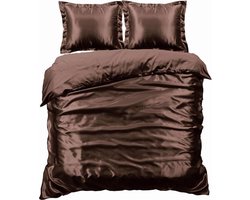 Beauty Silk Dekbedovertrek - 140x200/220 - Glans Satijn - Choco
