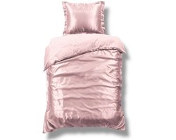 Beauty Silk Dekbedovertrek - 140x200/220 - Glans Satijn - Licht Roze
