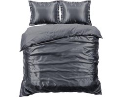 Beauty Silk Dekbedovertrek - 200x200/220 - Glans Satijn - Antraciet