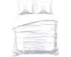 Beauty Silk Dekbedovertrek - 200x200/220 - Glans Satijn - Wit'