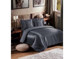 Beauty Silk - Dekbedovertrek Satijn - Antraciet - 240x200/220