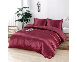 Beauty Silk Dekbedovertrek Satijn Burgundy 200x200/220 cm + 2 kussenslopen