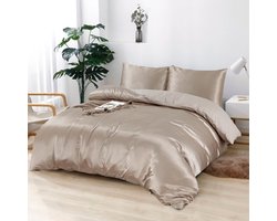 Beauty Silk Dekbedovertrek Satijn Taupe 200x200/220 cm + 2 kussenslopen