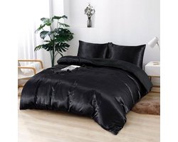 Beauty Silk - Dekbedovertrek Satijn - Zwart - 200x200/220