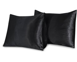 Beauty Silk - Kussenslopen - 60x70 - 2 stuks - zwart