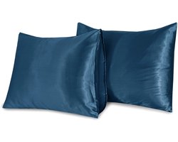 Beauty Silk - Satijnen Kussenslopen - Set van 2 stuks - 60 x 70 cm - Petrol - Glans Satijn
