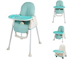 Bebies First 2 in 1 Kinderstoel – Baby / Peuterkinderstoel met Wieltjes en Afneembaar Eetblad - Groen