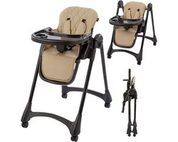 Bebies First Inklapbare Kinderstoel/ Peuterstoel – Compact Inklapbaar & meerdere Standen – Inclusief 5-puntsgordel & Afneembaar Eetblad - Clay