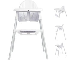 Bebies First Kinderstoel 3 in 1 Sella – Eetstoel Baby – Meegroeistoel – Vanaf 6 Maanden – Inclusief Eetblad – Wit