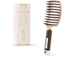 BeBliss Haarborstel - Anti Klit - Curved - Styling - Haar - Zwijnenhaar - Luchtdoorlatend - Ergonomisch - Goud