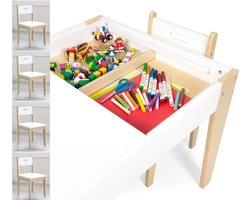 Beboonz Storage kindertafel met 4 stoelen-met opbergruimte-voor kinderen-speeltafel-Hout-Bruin-wit