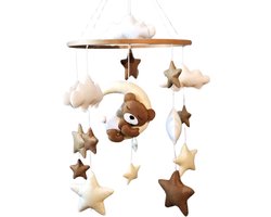 Bebyto® Boxmobiel Beertje - Babymobiel - Handgemaakt - Vilt - Slapende Beer - Babyshower - Kraamcadeau - Wiegmobiel
